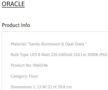Stalp de exterior pentru terasa sau gradina, ORACLE H-60cm