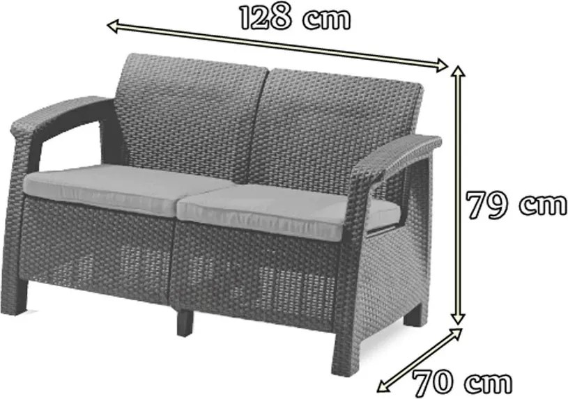 Set mobilier de grădină Corfu Duo cu masă Melody maro