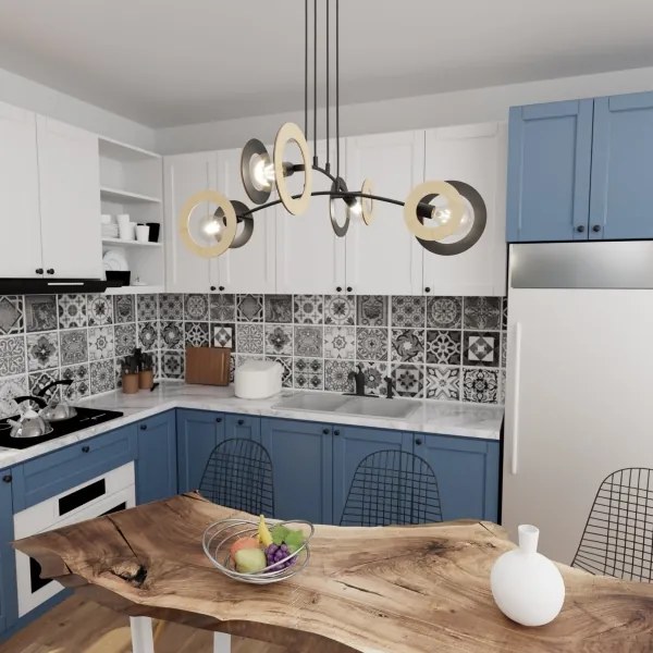 Lustră pe cablu SKIVA 4xE27/15W/230V negru/bej