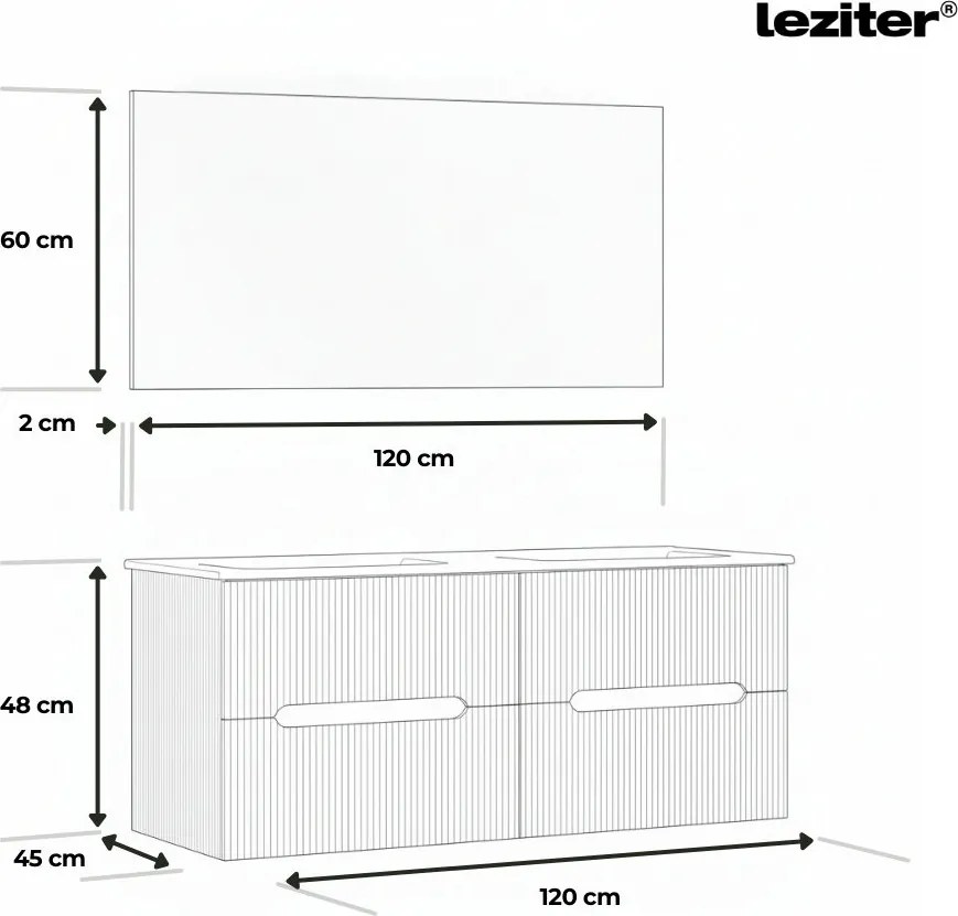 Trent Mobilier de baie 120 cm chiuvetă ceramică cu oglindă 60x120 cm gri antracit - stejar înserat
