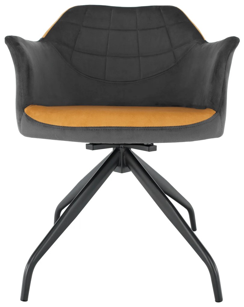 Scaun pivotant, gri, ţesătură de catifea camel / negru, RATOKO