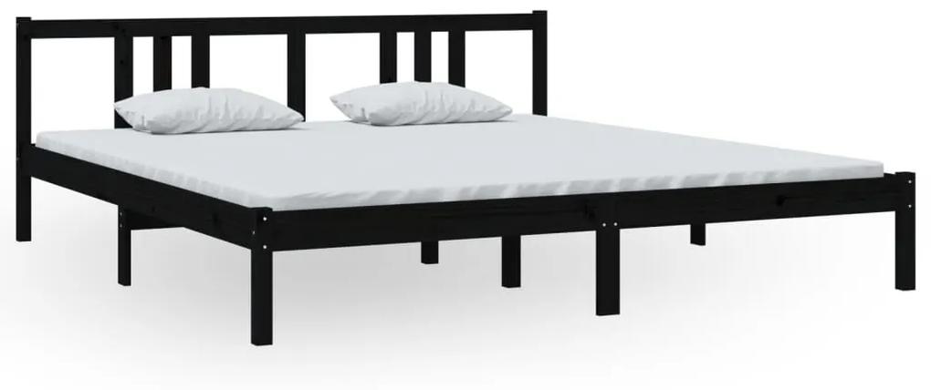 Cadru de pat Super King 6FT, 180x200 cm, negru, lemn masiv pin Negru, 180 x 200 cm