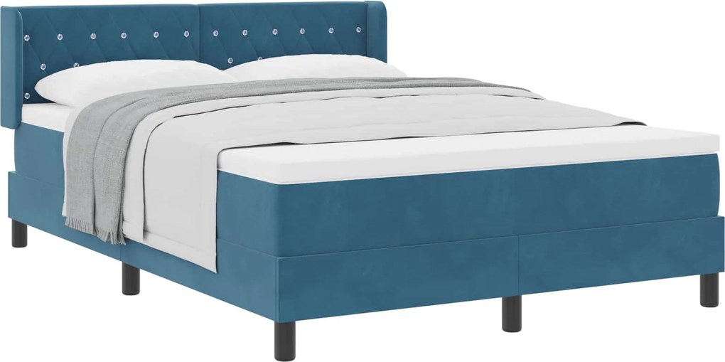 vidaXL Pat cu arcuri cu saltea Albastru închis 200 x 160 cm Catifea