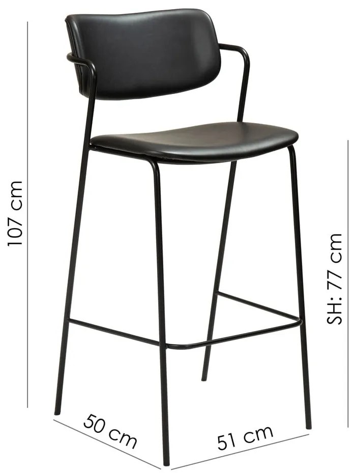 Scaun de bar din piele artificială DAN-FORM Denmark Zed, înălțime 107 cm, negru