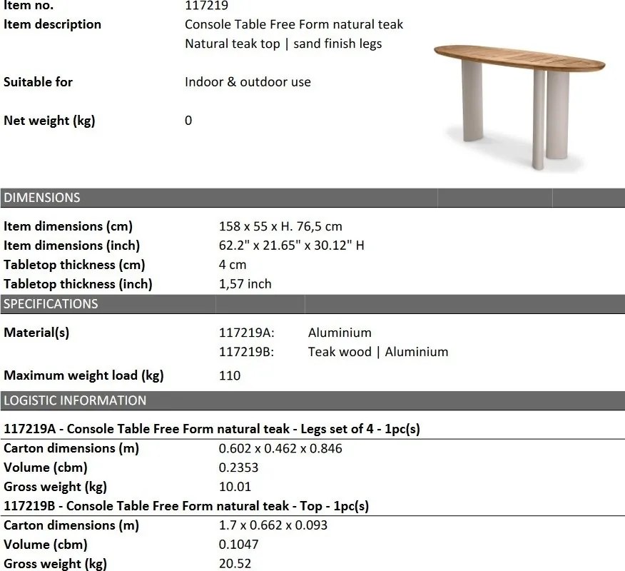 Consola design LUX pentru interior si exterior Free Form