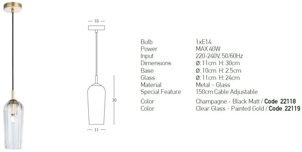 Pendul design modern Brin transparent 11cm