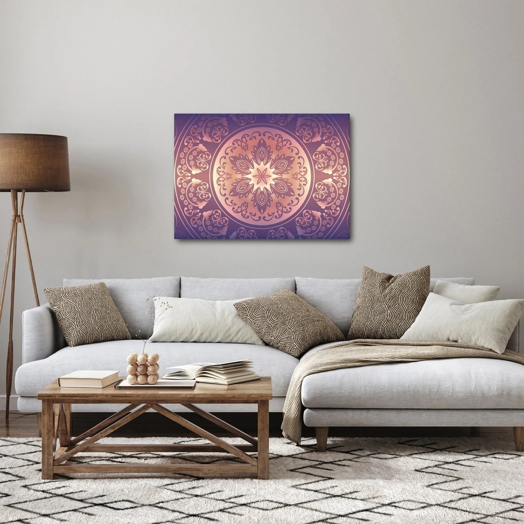 Tablou - Mandala pe gradient violet (70x50 cm)