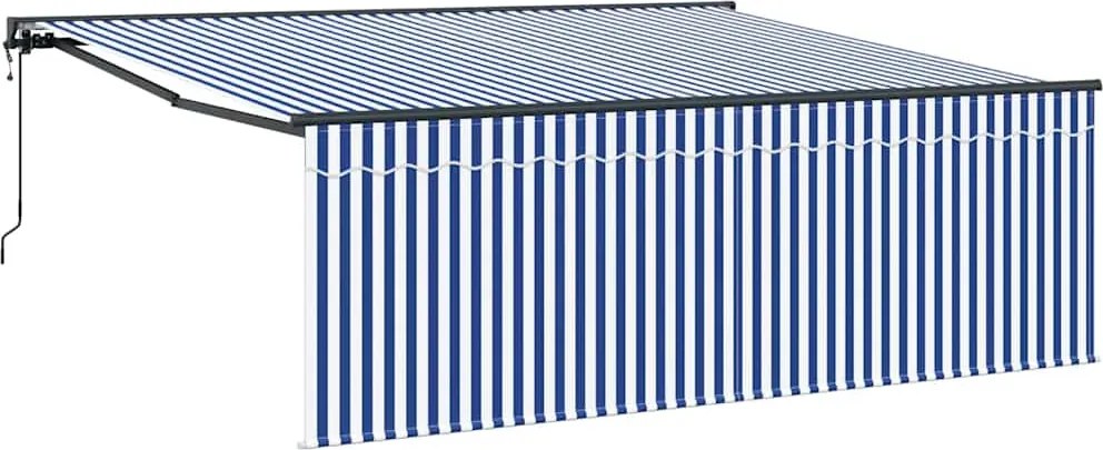 vidaXL Cortina Retractabilă Albastru și Alb 400 × 300 cm