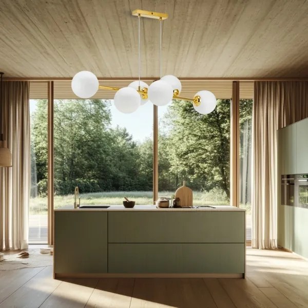 Lustră pe cablu 6xE27/35W/230V auriu