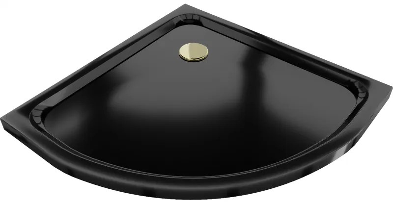 Mexen Flat cabina semicirculară slim 90 x 90 cm, negru, sifon auriu - 41709090G