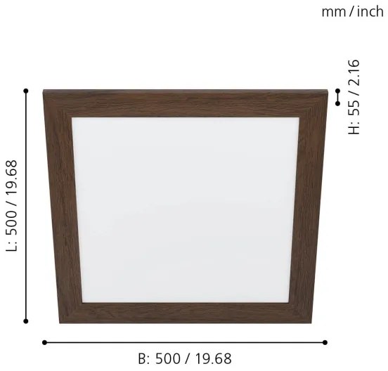 Eglo 99474 - Plafonieră LED PIGLIONASSO LED/20W/230V 500x500 mm