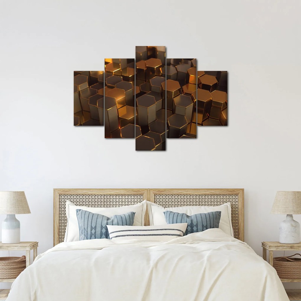Tablou - Hexagoane de bronz (150x105 cm)