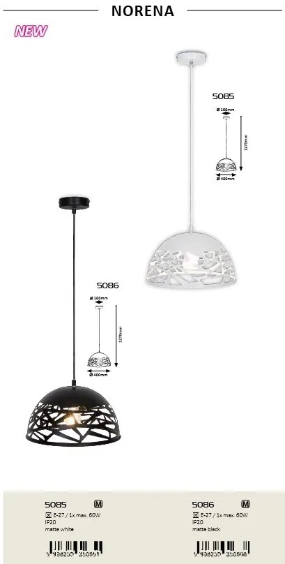 Pendul design industrial Norena negru 5086 RX