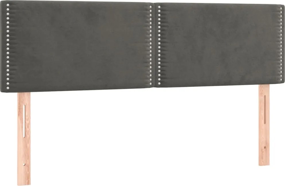 vidaXL Tăblii de pat, gri închis, 144x5x78/88 cm, catifea