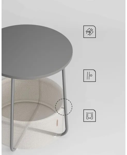 Măsuță laterală NOIRA, gri/alb