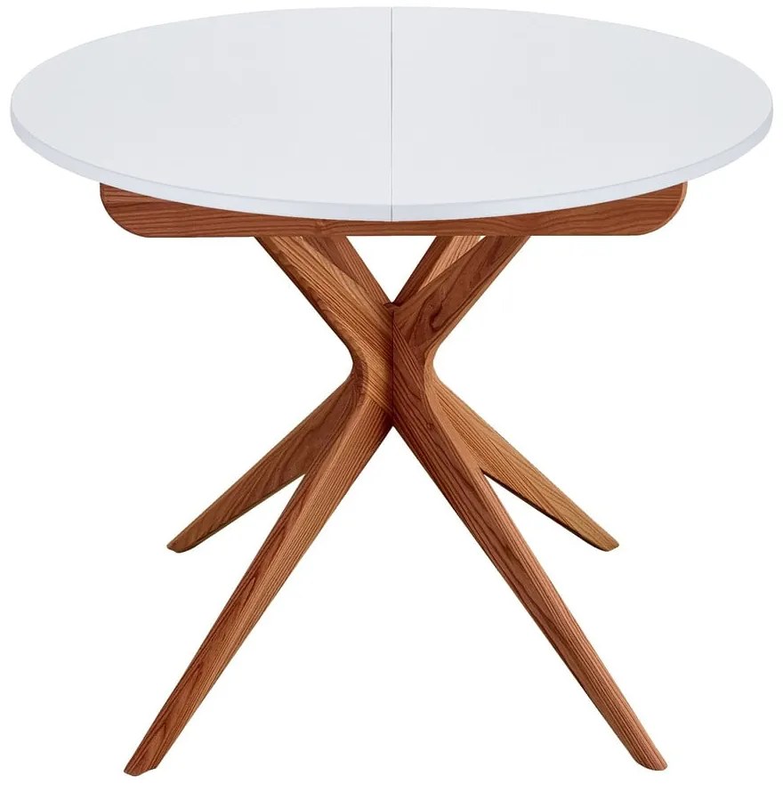 Masă de dining rotundă extensibilă cu blat suplimentar ø 90 cm Jubi – Ragaba