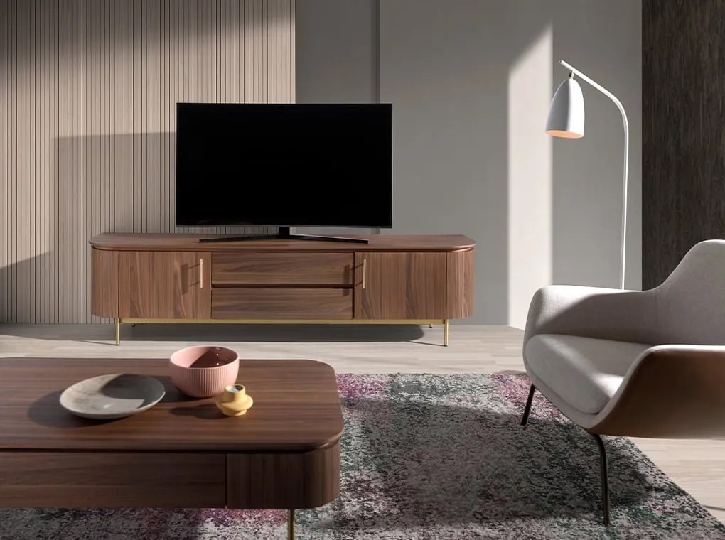 Comoda TV moderna design LUX Wood and Gold