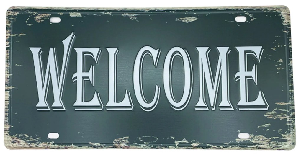 Placa metalica WELCOME, Verde, 30x15cm