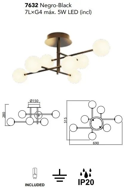 Lustra aplicata design Art Deco cu 7 surse de lumina CELLAR
