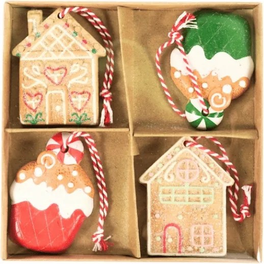 Set 4 bucati decoratiuni de Craciun WINTER SWEETS 6 cm