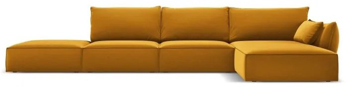 Coltar Living KAELLE, Catifea, Galben, 85x171x364 cm