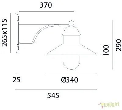 Aplica de perete exterior, IP44 Borgo 244.05.OR