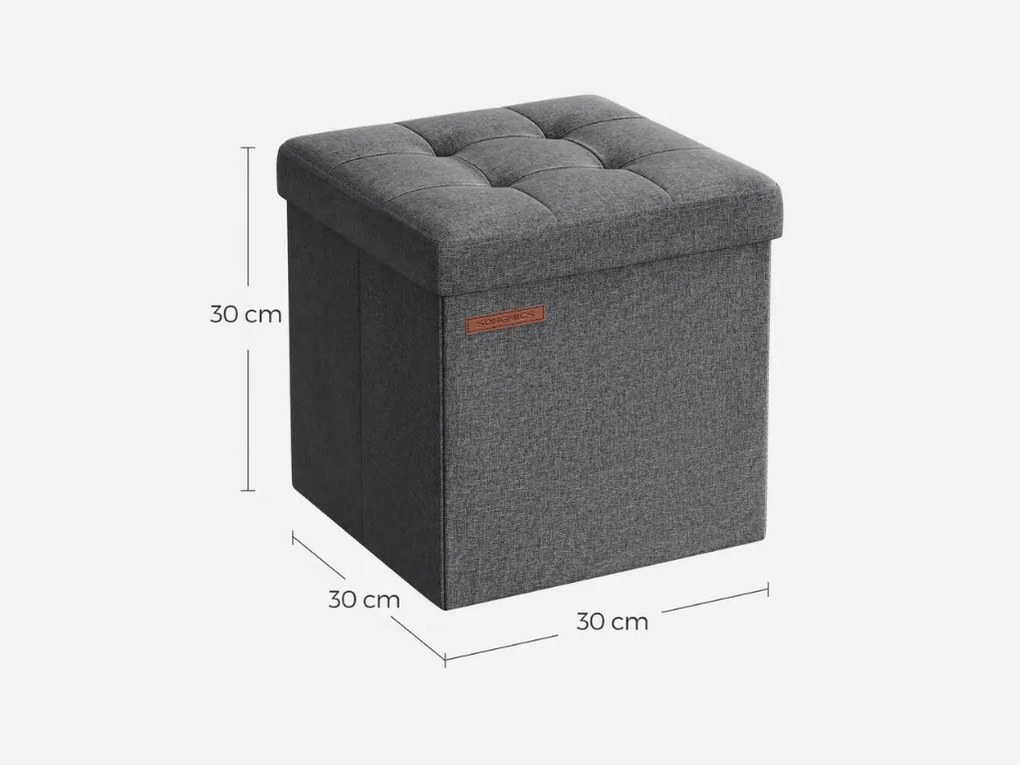 Taburet pliabil cu spațiu de depozitare COZY CUBE 30x30 cm, gri închis