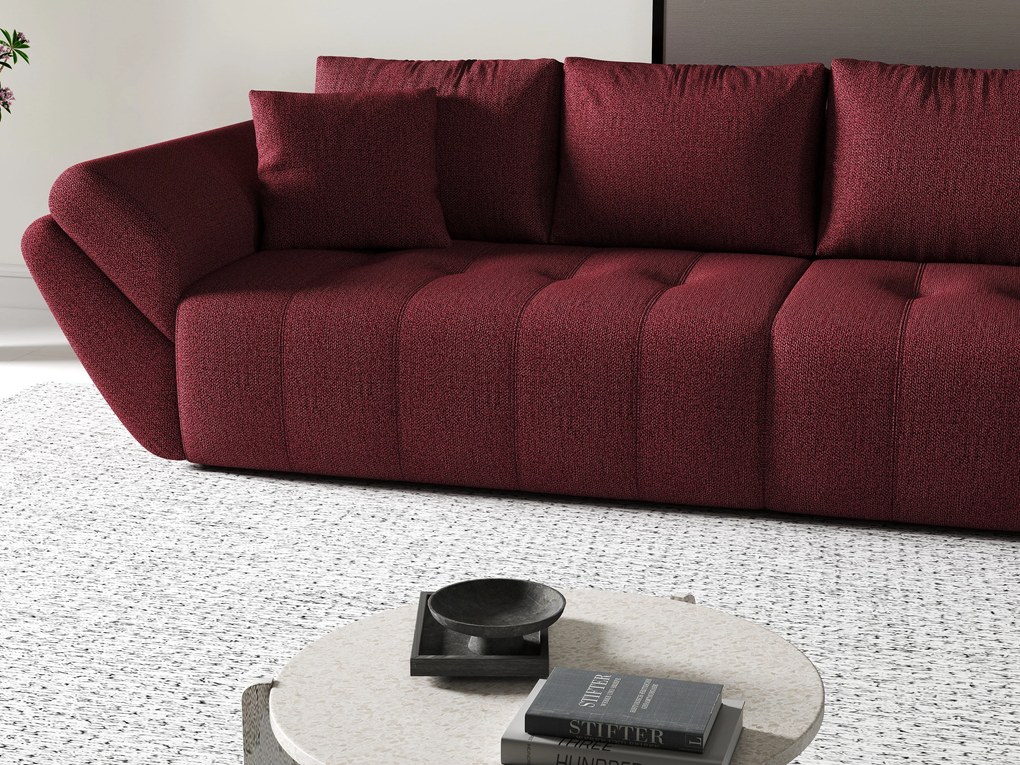 Canapea extensibilă dumonde cu ladă de depozitare si sezut confortabil din spuma high-density, Berlin Enjoy Red 300x100 cm