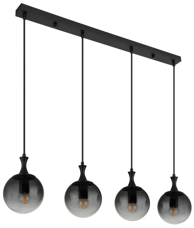 Lustra suspendata design modern DALTON 4L negru/fumuriu