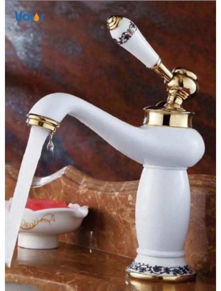 Izmir White & Gold Baterie retro pentru lavoar