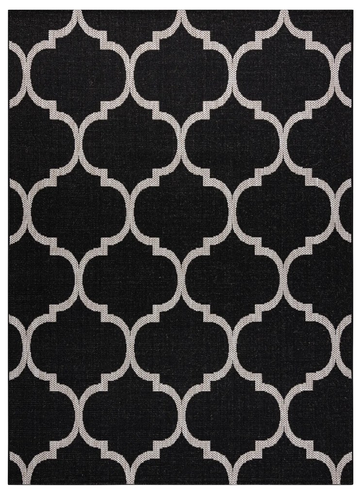 Covor sisal Floorlux 20608 marocani trellis negru si argintiu