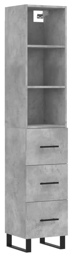 3189729 vidaXL Dulap înalt, gri beton, 34,5x34x180 cm, lemn prelucrat