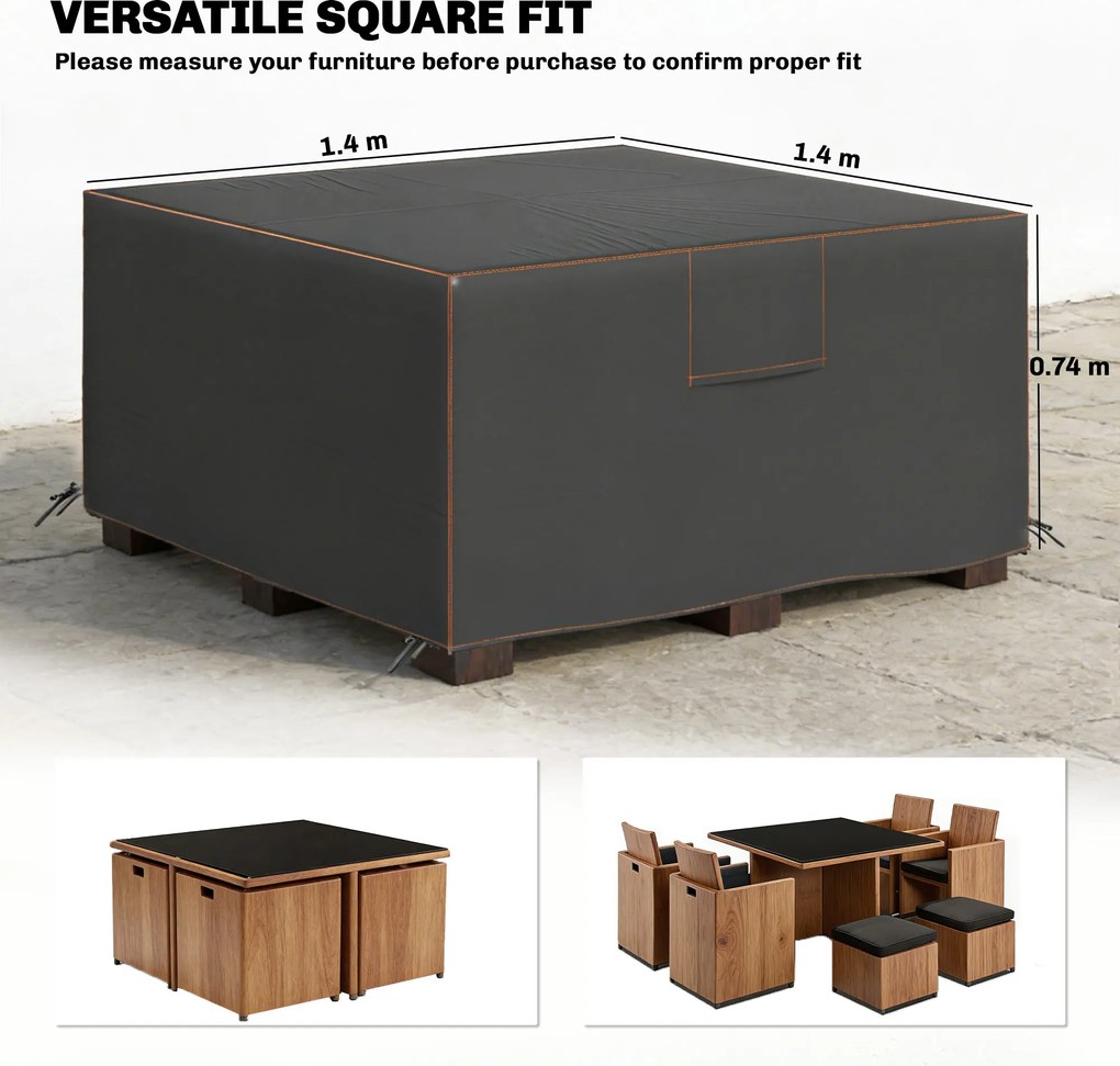 Outsunny Husă de protecție pentru mobilier de grădină rezistentă la iarnă, impermeabilă, anti-UV, material Oxford 420D 125x125x74cm Negru | Aosom Romania