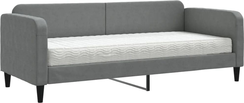 vidaXL Pat de zi cu saltea, gri închis, 80x200 cm, textil