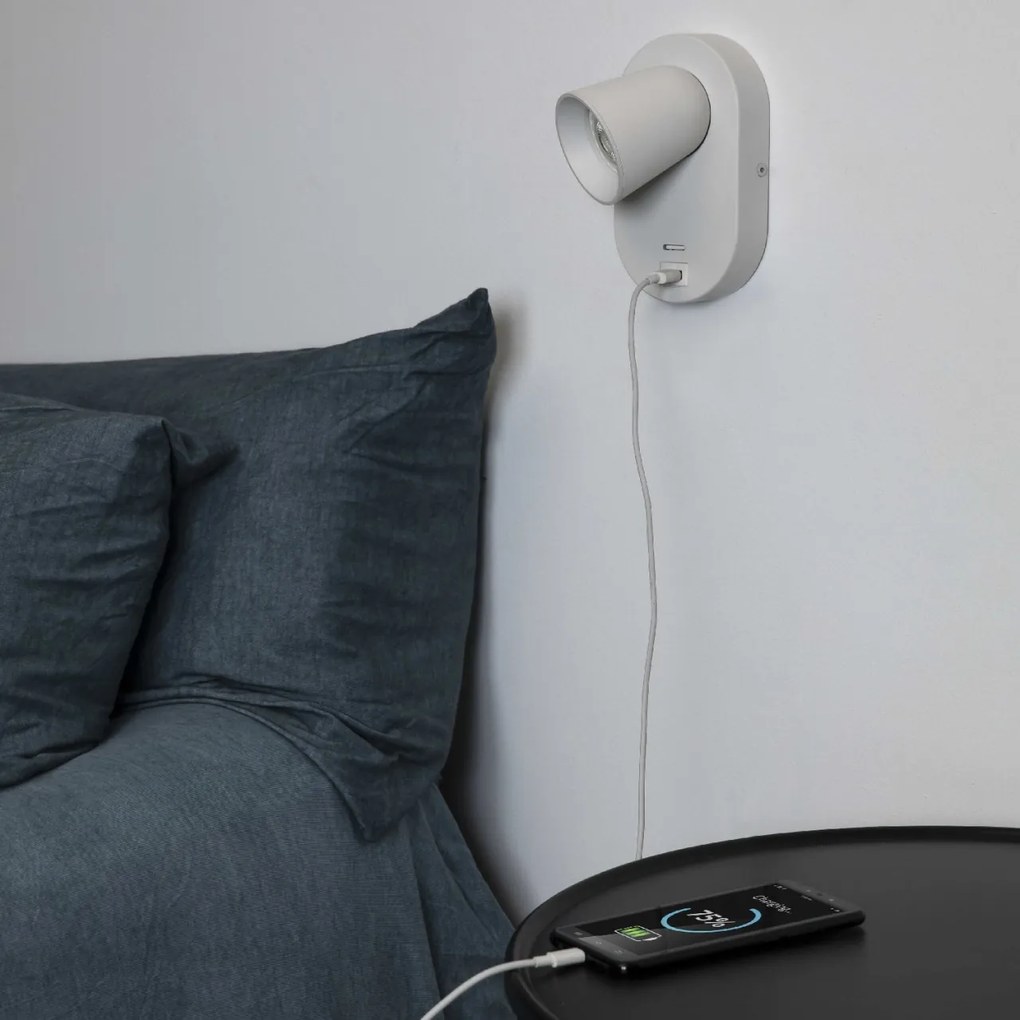 Aplica perete moderna cu USB charger CORB alba 40135