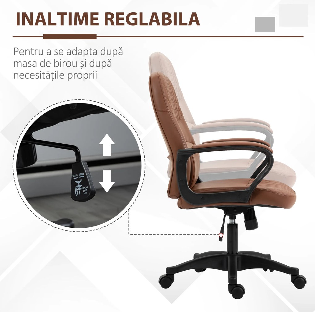 Vinsetto Scaun de birou ergonomic cu 2 Puncte pentru Masaj, Port USB, Piele Ecologică, Maro, 59x63x92-101cm | Aosom Romania