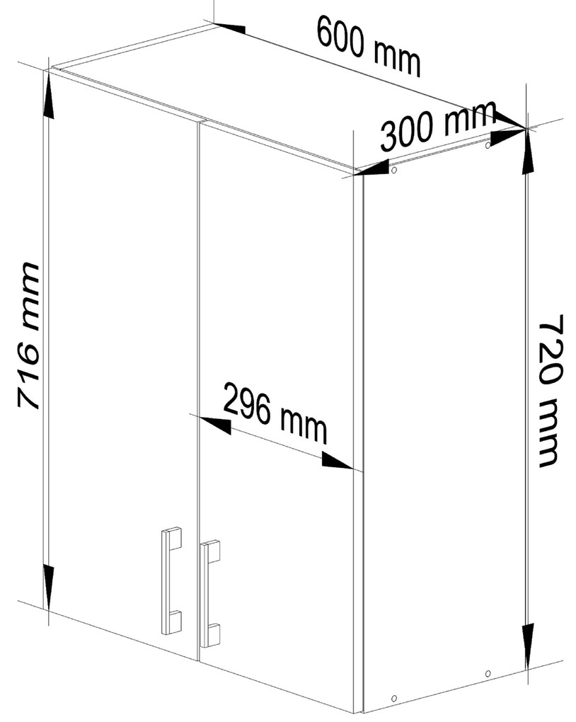 Dulap superior de bucătărie Lula W60 720 (alb + stejar sonoma). 1068942