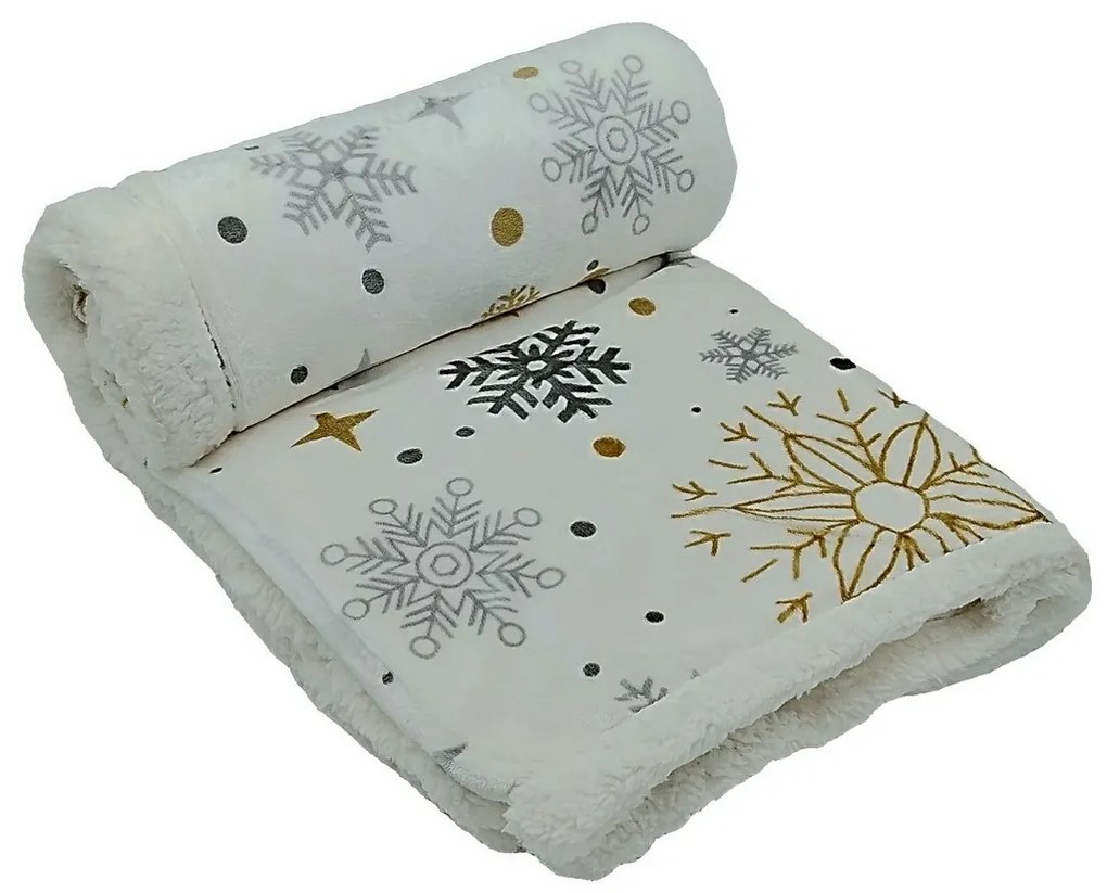 Pătură din imitație blăniță de miel Magic alb , 150 x 200 cm