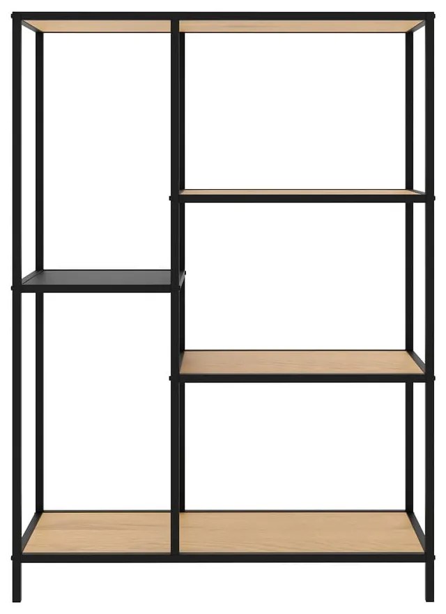 Bibliotecă neagră/în culoare naturală cu aspect de lemn de stejar 80x112x35 cm Altino – Unique Furniture