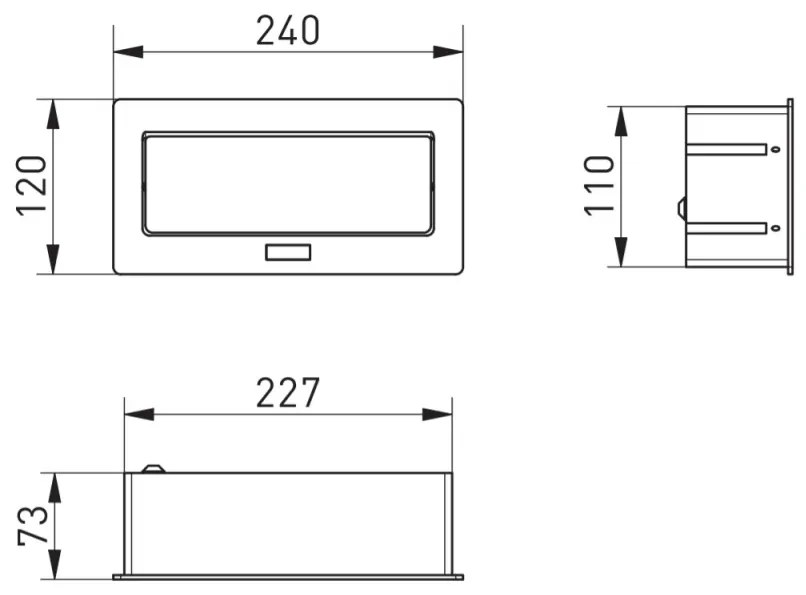 Priza incastrabila dreptunghiulara , 2 prize schuko + 2 USB 5V 2.1A, alba, GTV