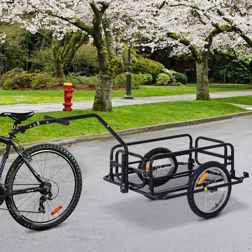 HOMCOM Carucior Remorca pentru Bicicleta Negru 156x72x82cm | Aosom Romania