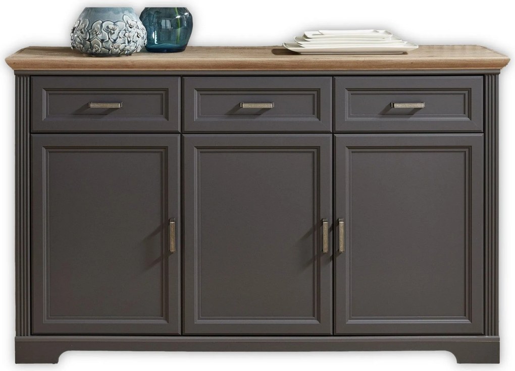 Comoda JASMIN, gri grafit/stejar artisan, PAL, 166x48x102 cm