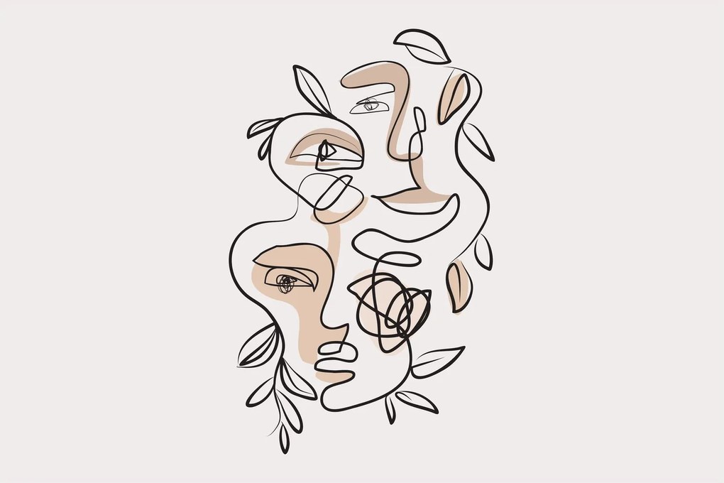 Tablou - Line art facials (90x60 cm)