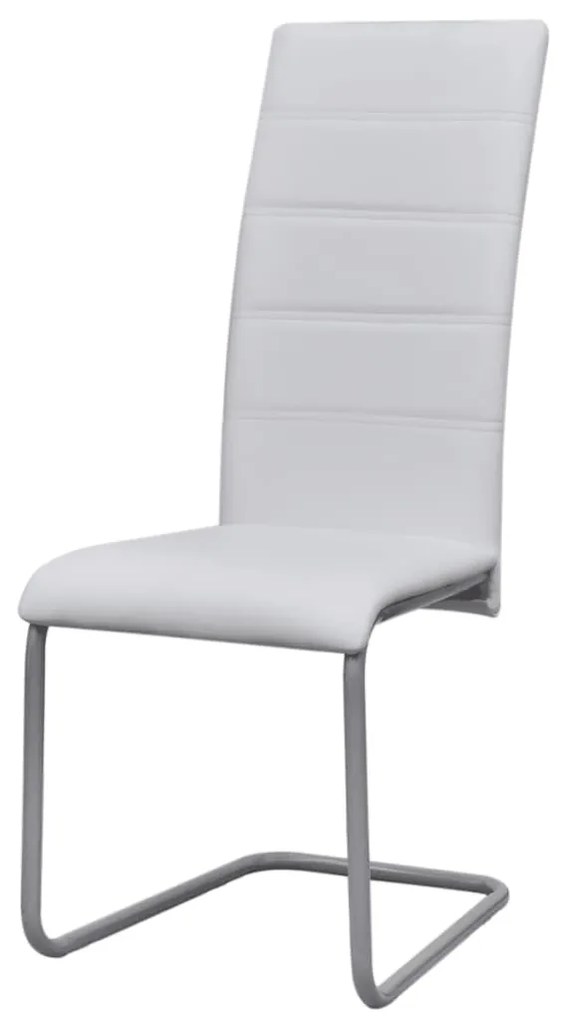 242288 vidaXL Scaune de bucătărie consolă, 4 buc., alb, piele ecologică