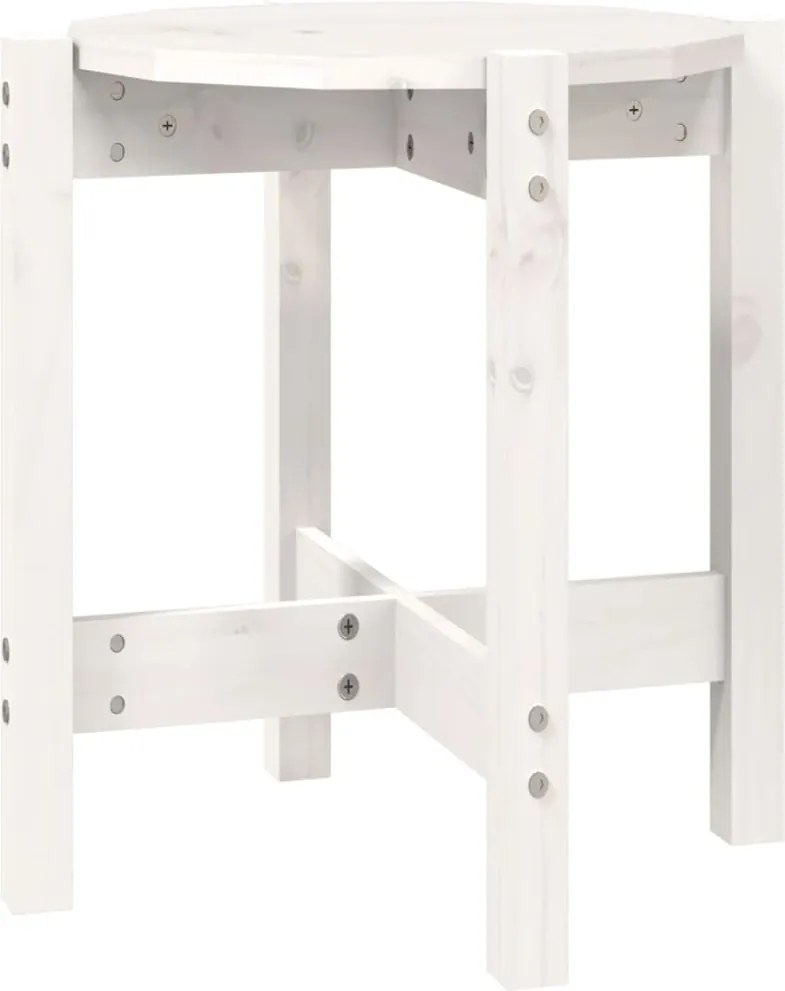 vidaXL Măsuță de cafea, alb, Ø 42,5x45 cm, lemn masiv de pin