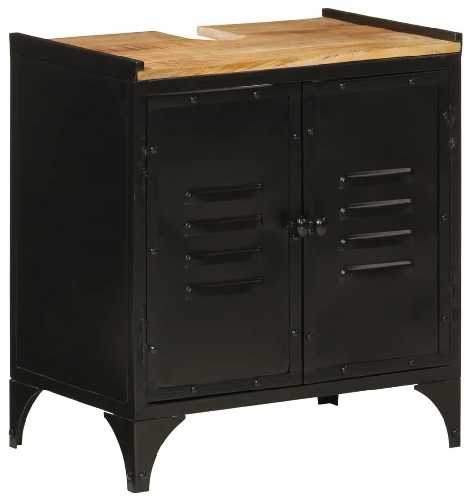 vidaXL Dulap chiuvetă pentru baie 55x35x60 cm fier & lemn masiv mango