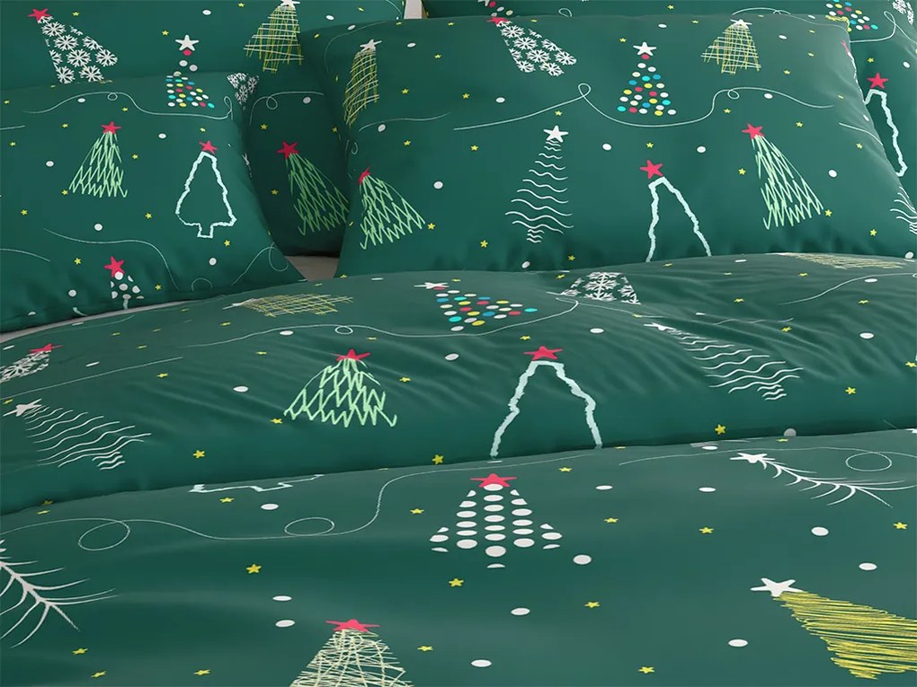 Lenjerie de pat din microfibra CHRISTMAS DRIFT verde Dimensiune lenjerie de pat: 70 x 90 cm | 140 x 220 cm