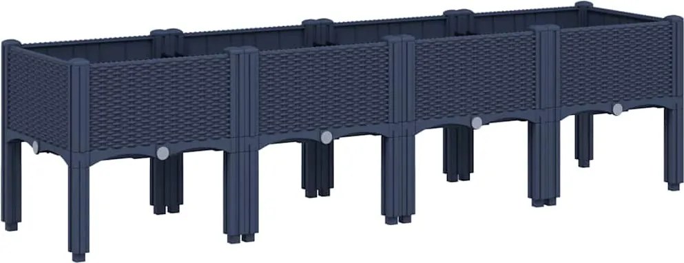 vidaXL Jardinieră de grădină cu picioare, albastru gri, 160x40x42 cm, PP