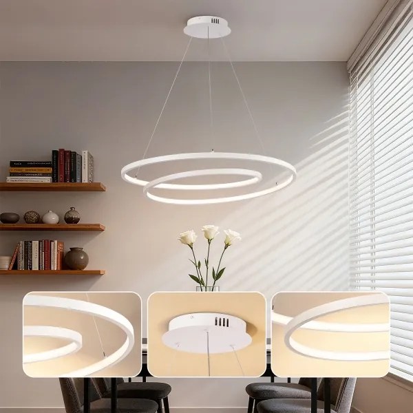 Brilagi-LED Lustră LED dimabilă suspendată pe cablu TWISTER LED/105W/230V Ø 100 cm albă + telecomandă