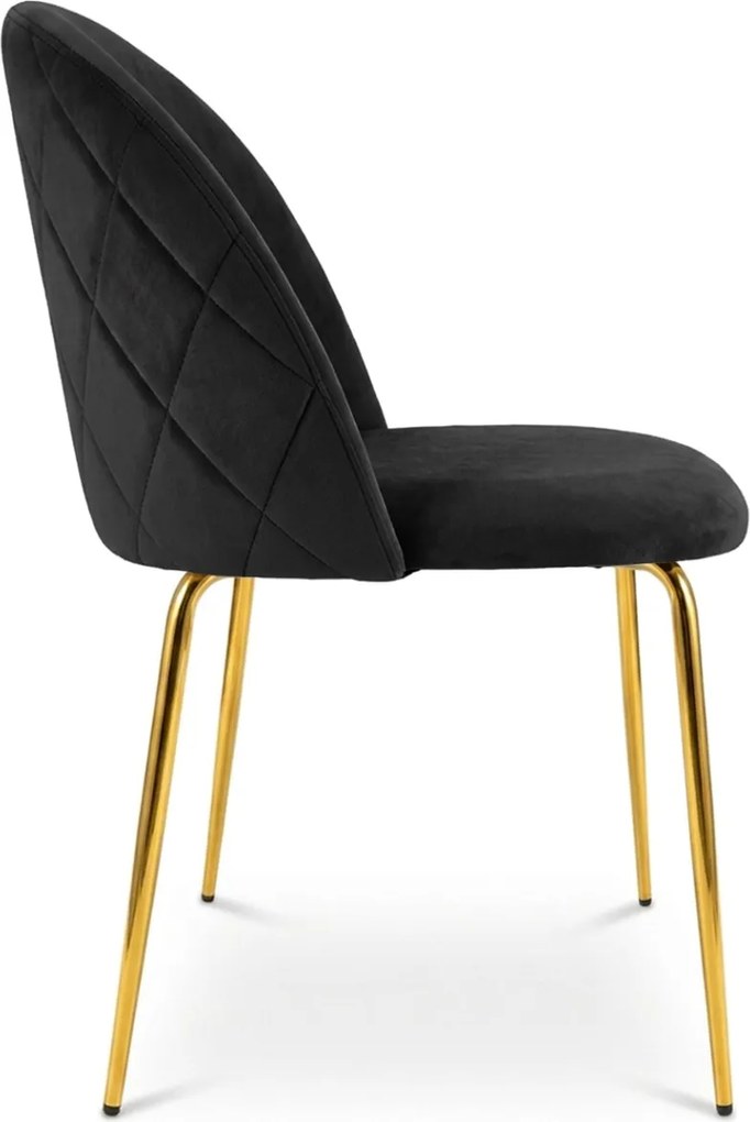 Scaun bucatarie INCA VELVET din catifea cu picioare aurii, neagra